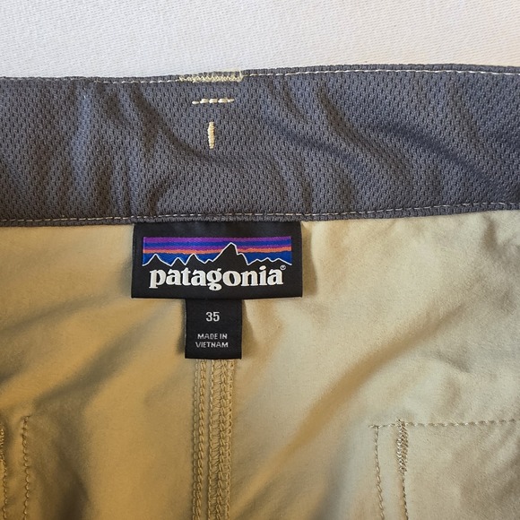 Patagonia Men Beige Quandary Pants Hiking Trail Zip Pocket Stretch Nylon 35X31 - Picture 8 of 11